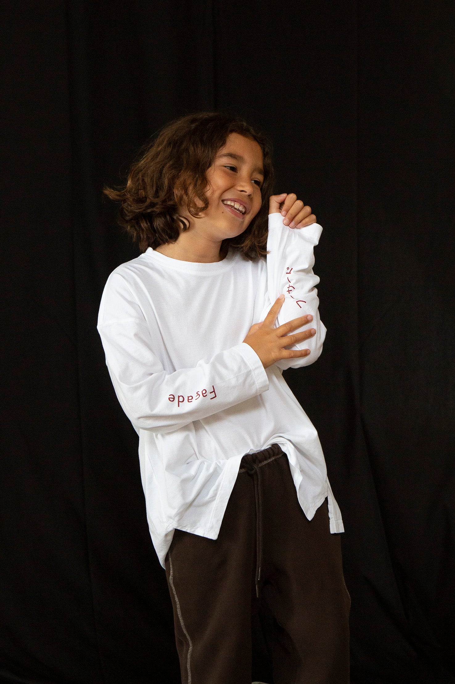 Washi wide LS tee - White