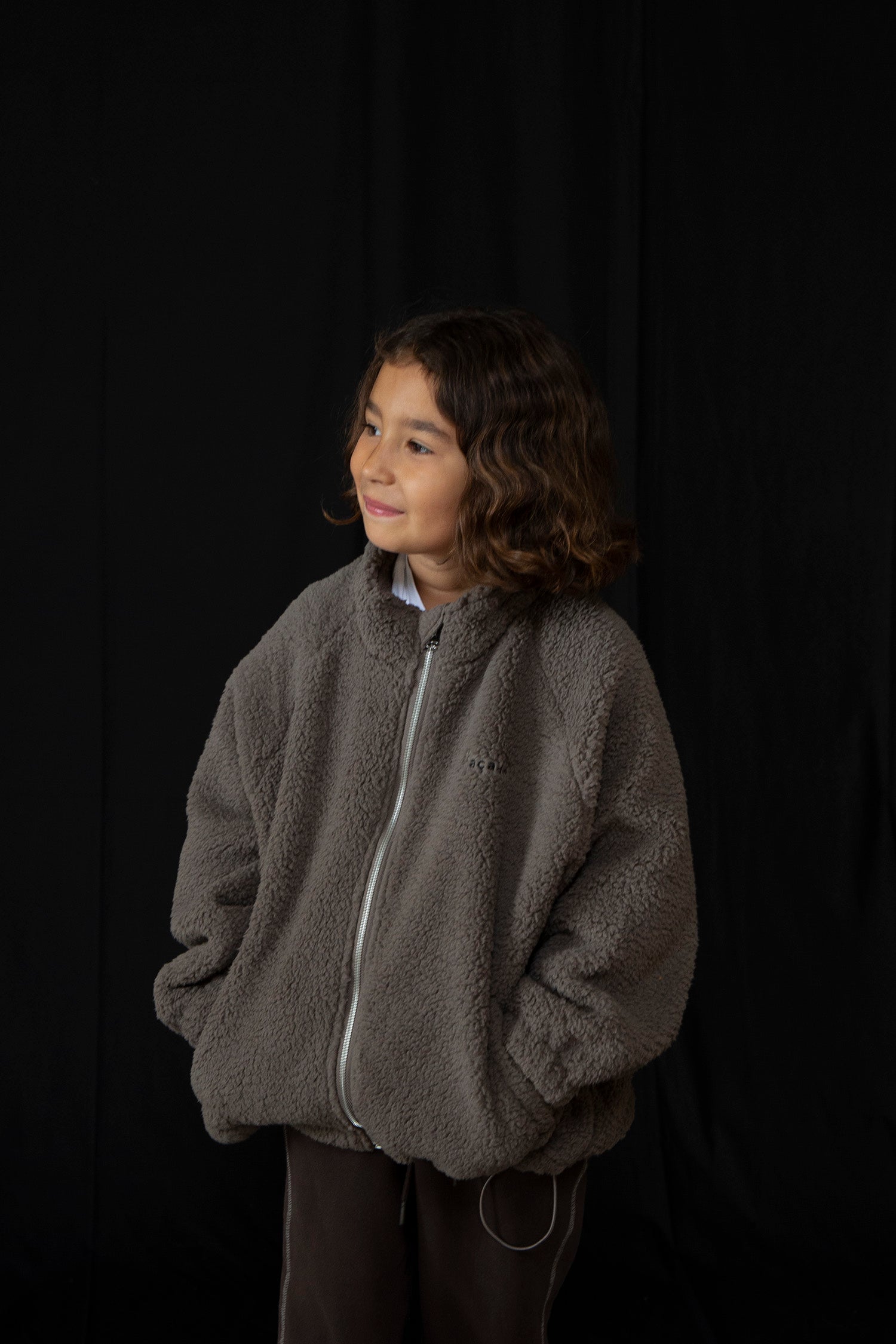 Tenka teddy zip sweater - Stone | Façade