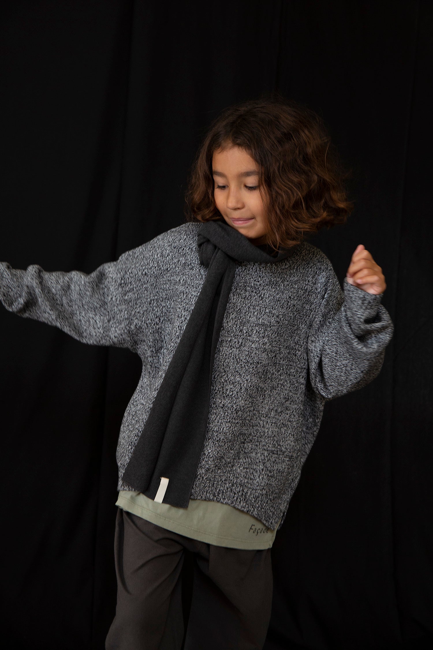 Kanji quarter LS tee - Sage