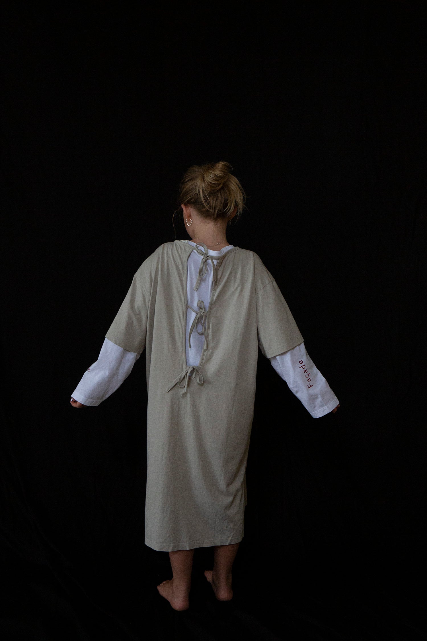 Noun tee dress w ribbons - Light grey