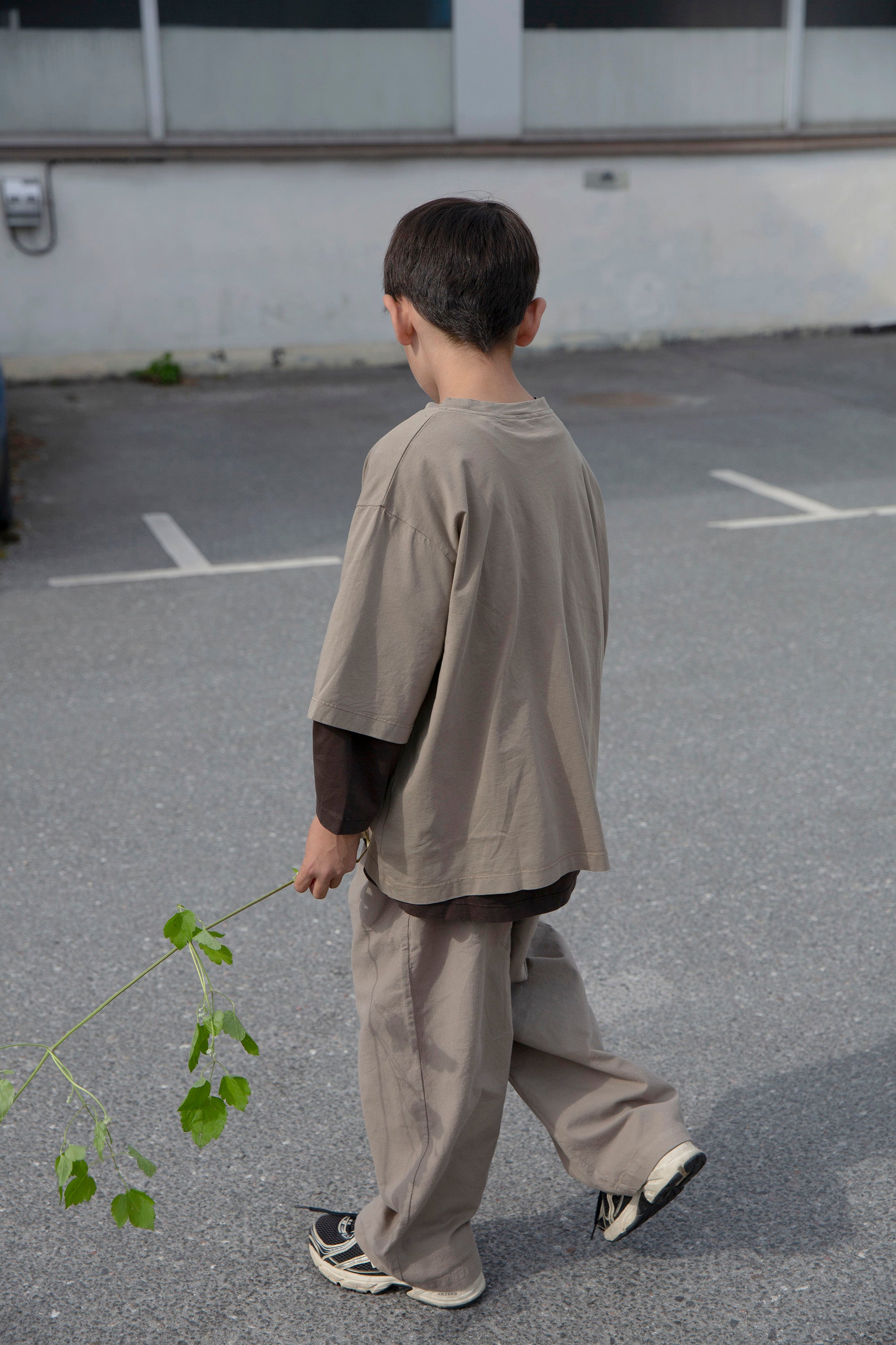 Washi wide LS tee - Coffee